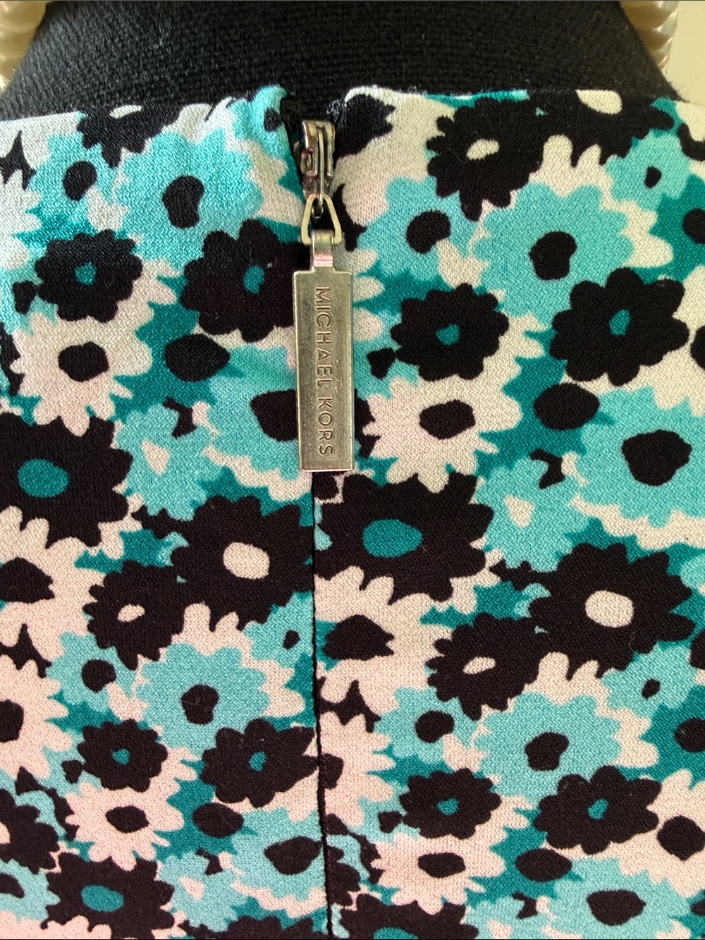 ✨ MICHAEL Michael Kors Tile Blue & Black Floral Matte Jersey Midi Dress XL ✨ - Picture 6 of 6